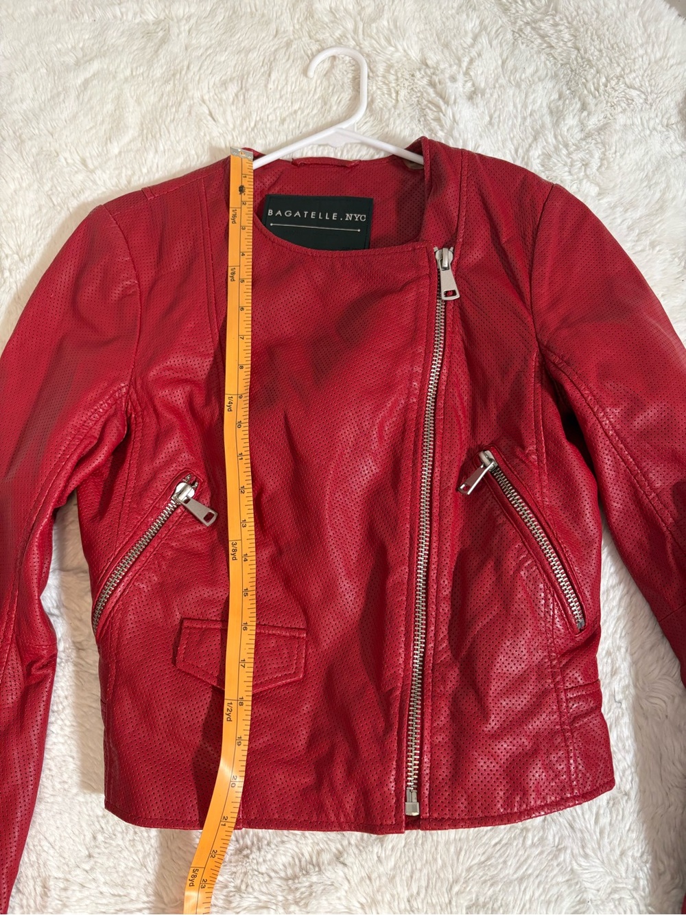 Bagatelle.NYC Perforated Leather Moto Jacket in Poppy Red— Size S - Picture 8 of 11